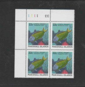 MARSHALL ISLANDS #173 1988 22c FISH MINT VF NH P/B4