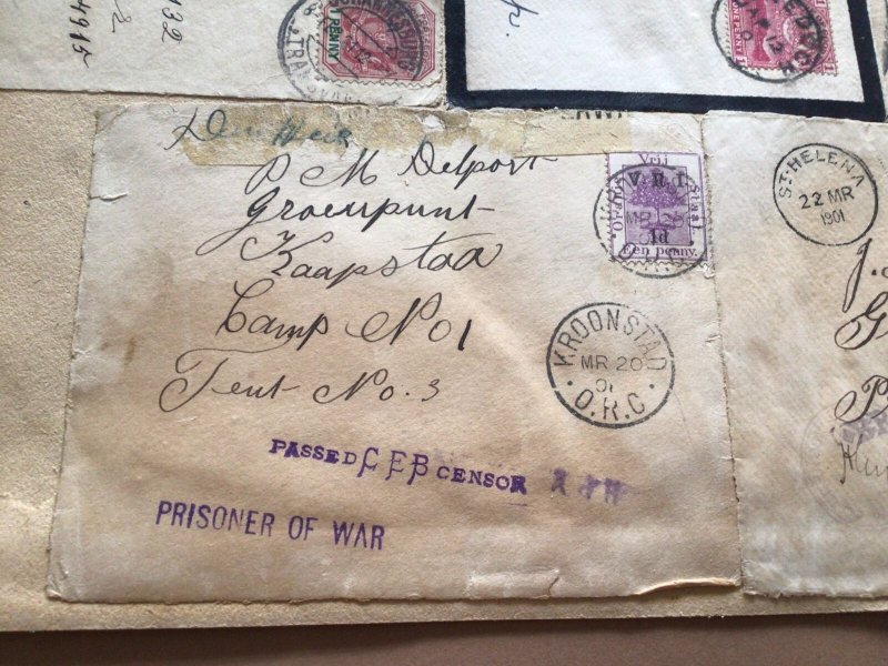 South Africa Boer War Prisoner Of War cover fronts collection on page Ref 61525