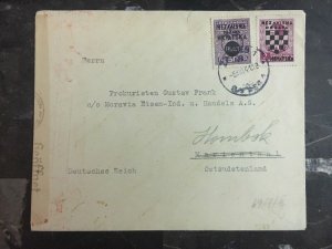 1942 Zagreb Croatia Censored Cover To Marienthal Redirected To Lombok Germany