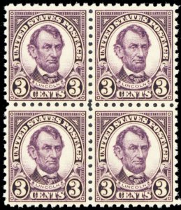 584, Mint VF NH 3¢ Lincoln Block of Four Stamps - Stuart Katz