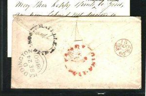 GB SG.68 Cover Haddington *Caponflat* CEYLON Maritime Mail 1860 Cat £240+ LS149