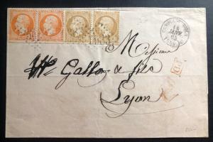 1865 Constantinople Turkey Letter Cover To Lyon France Stamp Sc#32 & 35