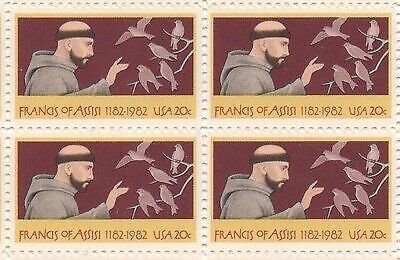 1982 St. Francis of Assisi Block of 4 20c Postage Stamps, Sc#2023, MNH, OG