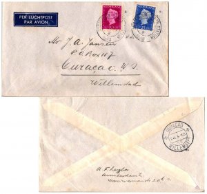 Netherlands 10c and 25c Queen Wilhelmina 1948 Amsterdam Centr. Station Airmai...