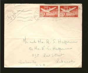 French Morocco SC#C43 Pair on PM 1955 Casablanca Cover Used