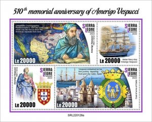 Sierra Leone - 2022 Explorer Amerigo Vespucci - 4 Stamp Sheet - SRL220126a