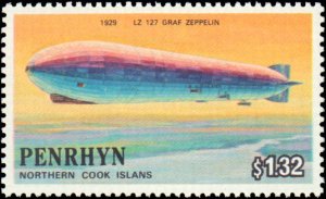 Penrhyn Islands #255-259, Complete Set(5), 1983, Zeppelins, Balloons, Never H...