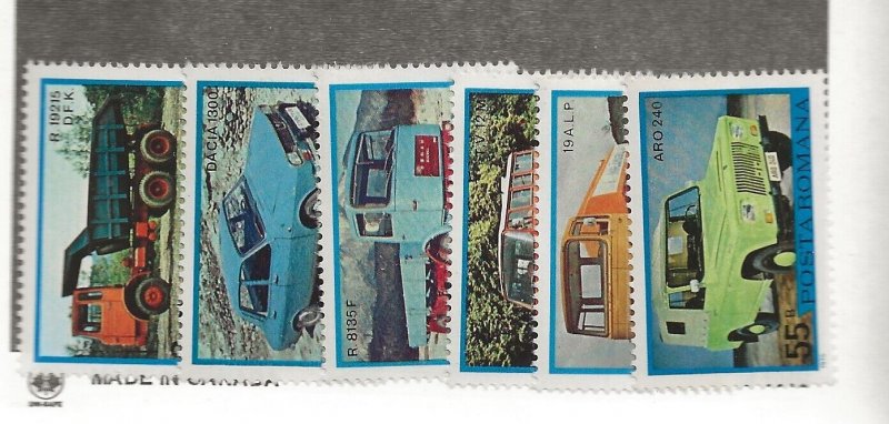 ROMANIA Sc 2589-94 NH ISSUE OF 1975 - CARS 