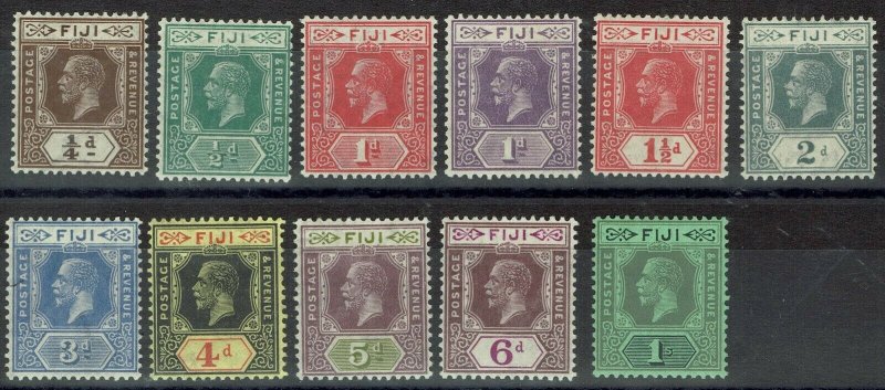 FIJI 1922 KGV 1/4D TO 1/- WMK MULTI SCRIPT CA 