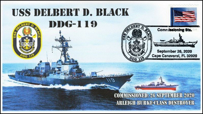 20-266, 2020, USS Delbert D Black, Event Cover, Pictorial Postmark, DDG-119,