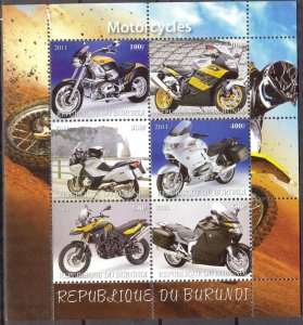 Burundi 2011 Motorcycles MNH Cinderella !