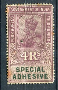 INDIA; Early 1900s GV Portrait type Revenue issues fine used 4R. value