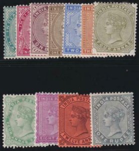 India 1873-1876 SC 36-46 Mint Set