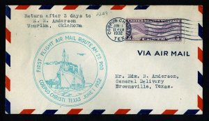 # C12 CAM # 22 First Flight cover from Corpus Christi, Texas dated 6-1-1932