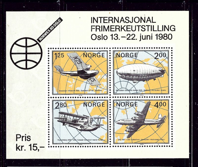 Norway 753 MNH 1979 Airplanes and Zeppelin S/S