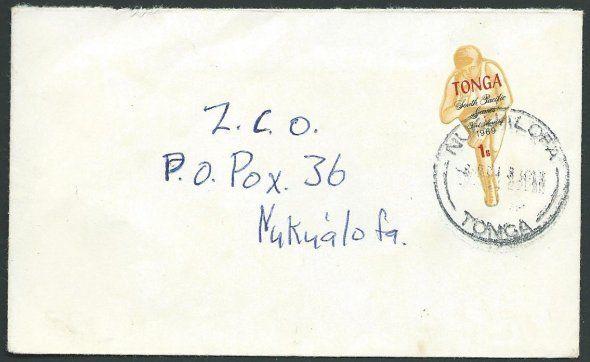 TONGA 1971 local cover ex NUKUALOFA - 1s Games self adhesive.............39476