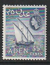 1959 Aden - Sc 52b - MH VF - 1 single - Dhow, violet blue, 12x13.5