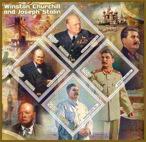 Stamps. Famous people.  Winston Churchill 2019 1+1 sheets perforated
