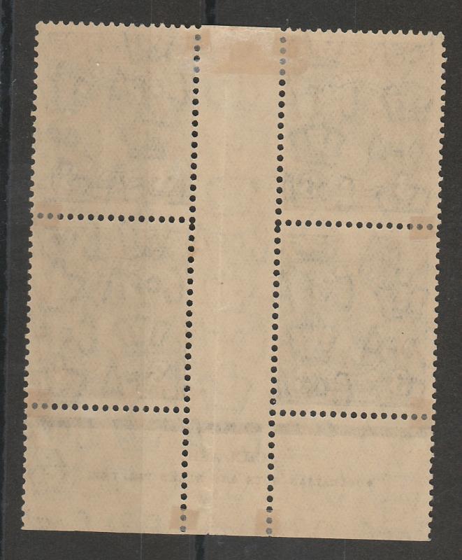 AUSTRALIA 1931 KGV 3D IMPRINT GUTTER BLOCK C OF A WATERMARK