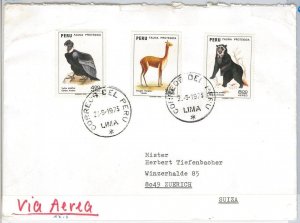 43007 - PERU - POSTAL HISTORY - AIRMAIL COVER to SWITZERLAND - BIRDS: VOLTURE-