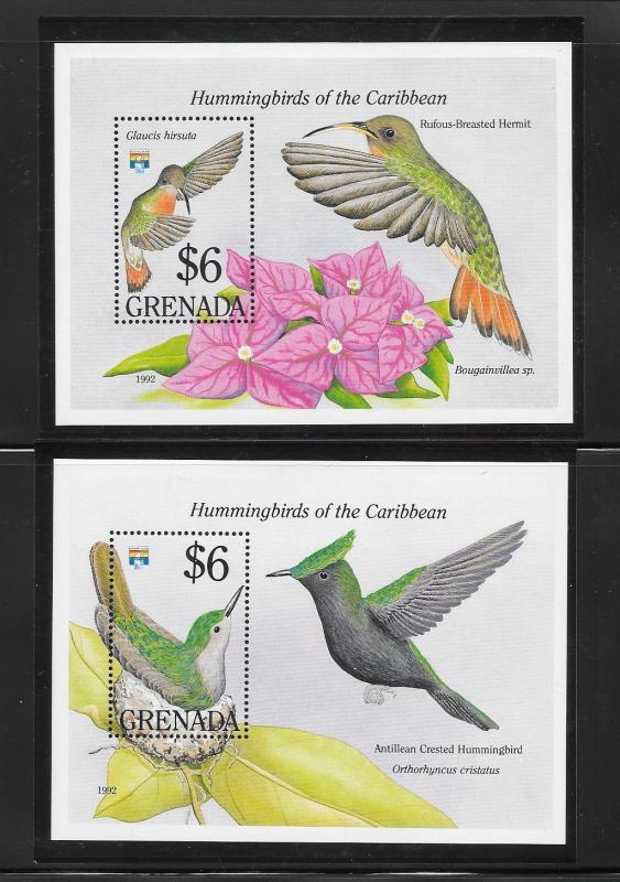 BIRDS - GRENADA #2081-2-HUMMINGBIRDS   MNH