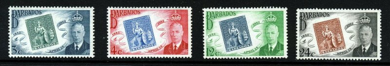 BARBADOS King George VI 1952 The Stamp Centenary Set SG 285 to SG 288 MNH