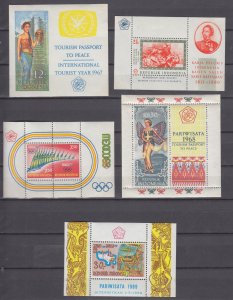 Z4530 JL Stamps 5 dif 1960,s-70 indonesia mnh s/s #726a,730a,739a,743c,765a,