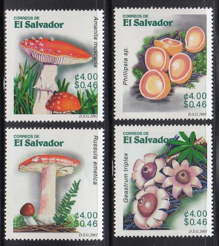 El Salvador 1553a-d - Mint-NH - Mushrooms (2001) (cv $12.00)