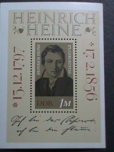 GERMANY DDR-1956 CENTENARY DEATH OF HEINRICH HEINE MNH S/S-VF-SCOTT NOT LISTED