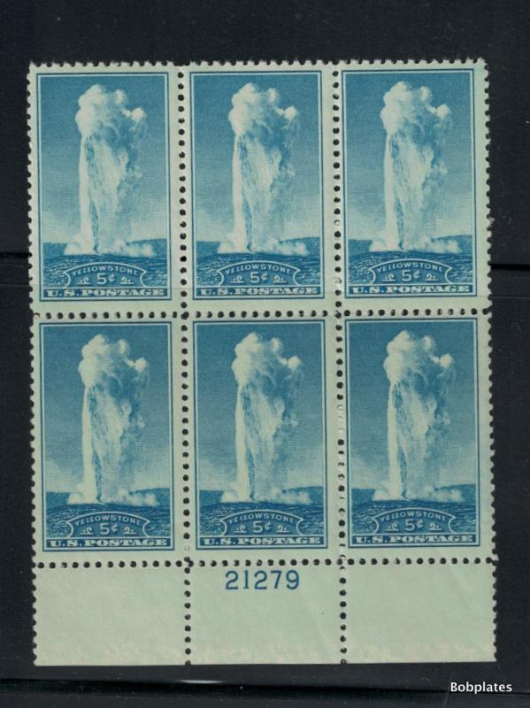 BOBPLATES US #744 Old Faithful Bottom Plate Block 21279 F-VF NH SCV=$12