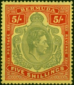 Bermuda 1942 5s Bronze-Green & Carmine-Red-Pale Yellow SG118c V.F MNH (2)