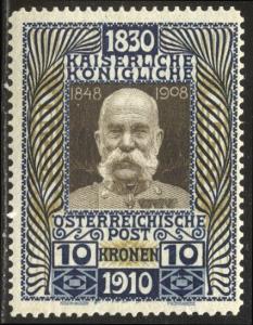 AUSTRIA #144 Mint NH - 1910 10k Jubilee
