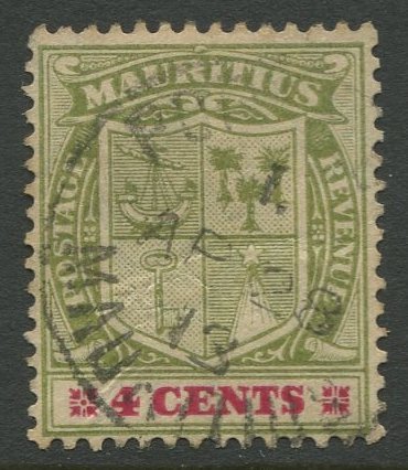 STAMP STATION PERTH Mauritius #140 Coat of Arms Used Wmk 3 -1910