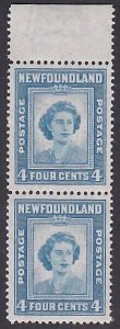 NEWFOUNDLAND 1941-44 4c SG279 pair fresh MNH...............................A3968