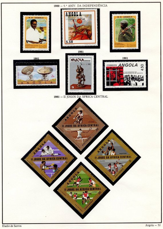 ANGOLA vintage collection 1980-1 1 sheet Eladio Santos MNG 10 stamps G