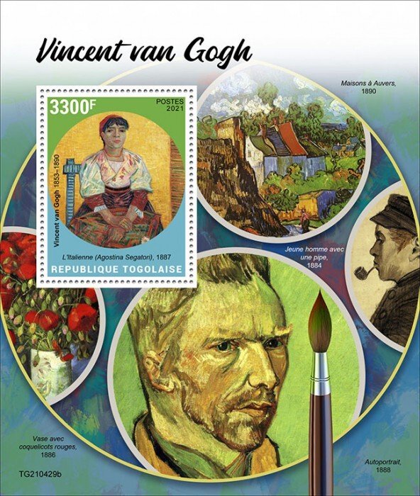 TOGO - 2021 - Vincent van Gogh - Perf Souv Sheet - Mint Never Hinged