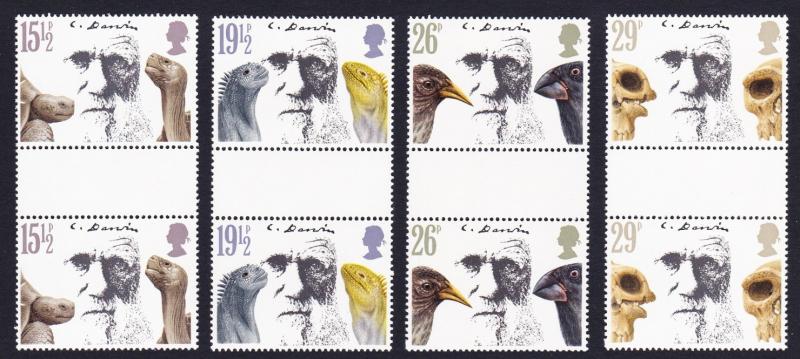 Great Britain Birds Turtle Darwin 4v Gutter Pairs MISSING PERF SG#1175-1178