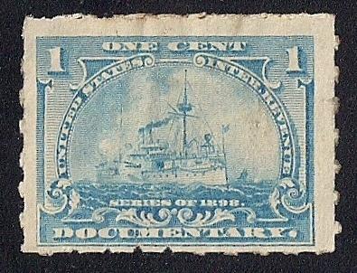 R163 1 cent Documentary Battleship Stamps used F