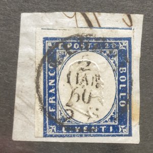 AlexStamps SARDINIA #12 VF Used PROBABLE FORGERY, SON