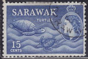 Sarawak 204 USED 1955 Sea Turtles