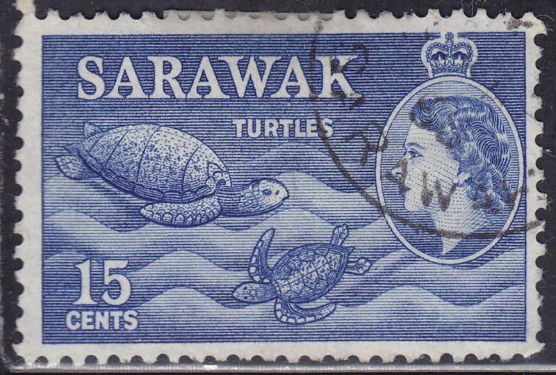 Sarawak 204 USED 1955 Sea Turtles