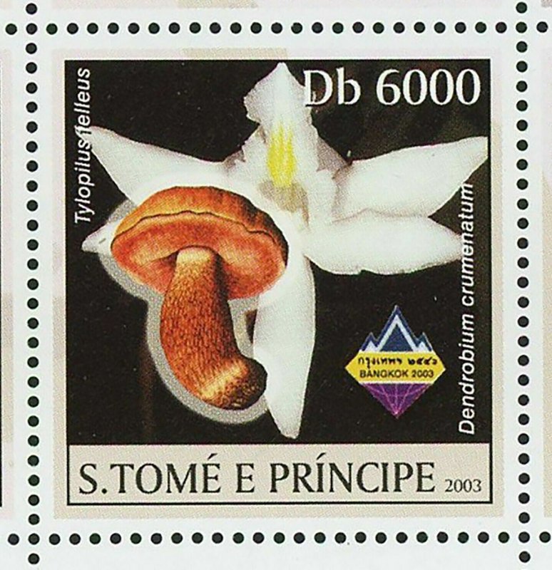 Orchids & Mushrooms Stamp Tylopilus Felleus Suillus Placidus S/S MNH #1995-2000 