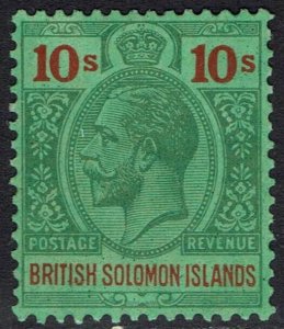 BRITISH SOLOMON ISLANDS 1922 KGV 10/- WMK MULTI SCRIPT CA