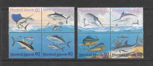 FISH - MARSHALL ISLANDS #595a-h  GAME FISH  MNH