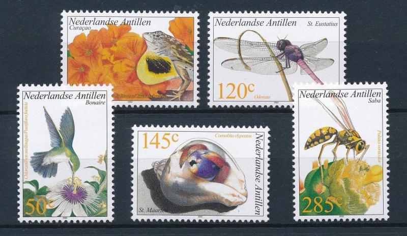 [NA1381] Netherlands Antilles 2002 hummingbird lizard dragonfly wasp shell MNH