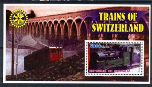 Somalia 2002 TRAINS OF SWITZERLAND Rotary Emblem s/s Perforated Mint (NH)