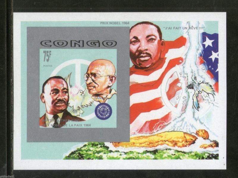 Congo 1992 Mahatma Gandhi of India & Martin Luther King Imperf M/s MNH # 5403