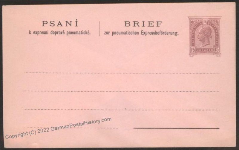 Austria RU12 Empire Rohrpost Prague Pneumatic Mail Postal Stationery Enve 107848