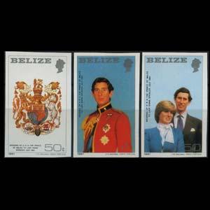 BELIZE 1981 - Scott# 548-50 R.Wedding Imperf. Set of 3 NH