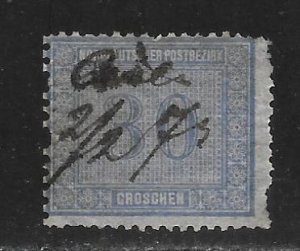 German Empire - Scott #13  30 Gr. Blue, Fine - Used - Pen & Ink cancel
